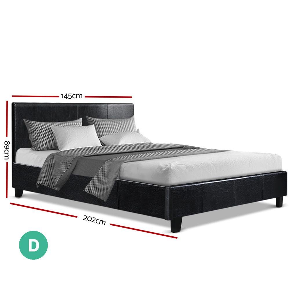 Double Package | Coogee Bed Black & Normay Series Pillow Top Mattress (Medium Firm) - Bedzy Australia