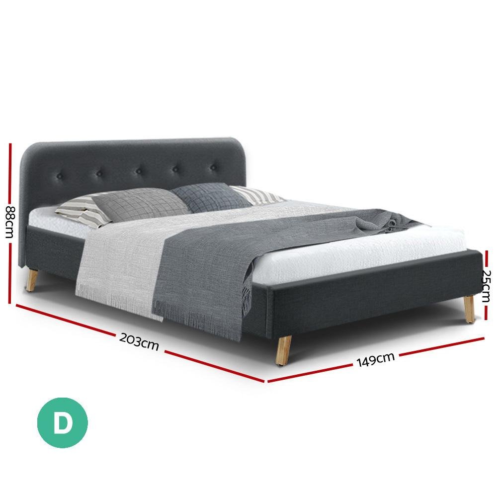 Double Package | Tarcoola Bed Charcoal & Glay Bonnell Spring Mattress (Medium Firm) - Bedzy Australia