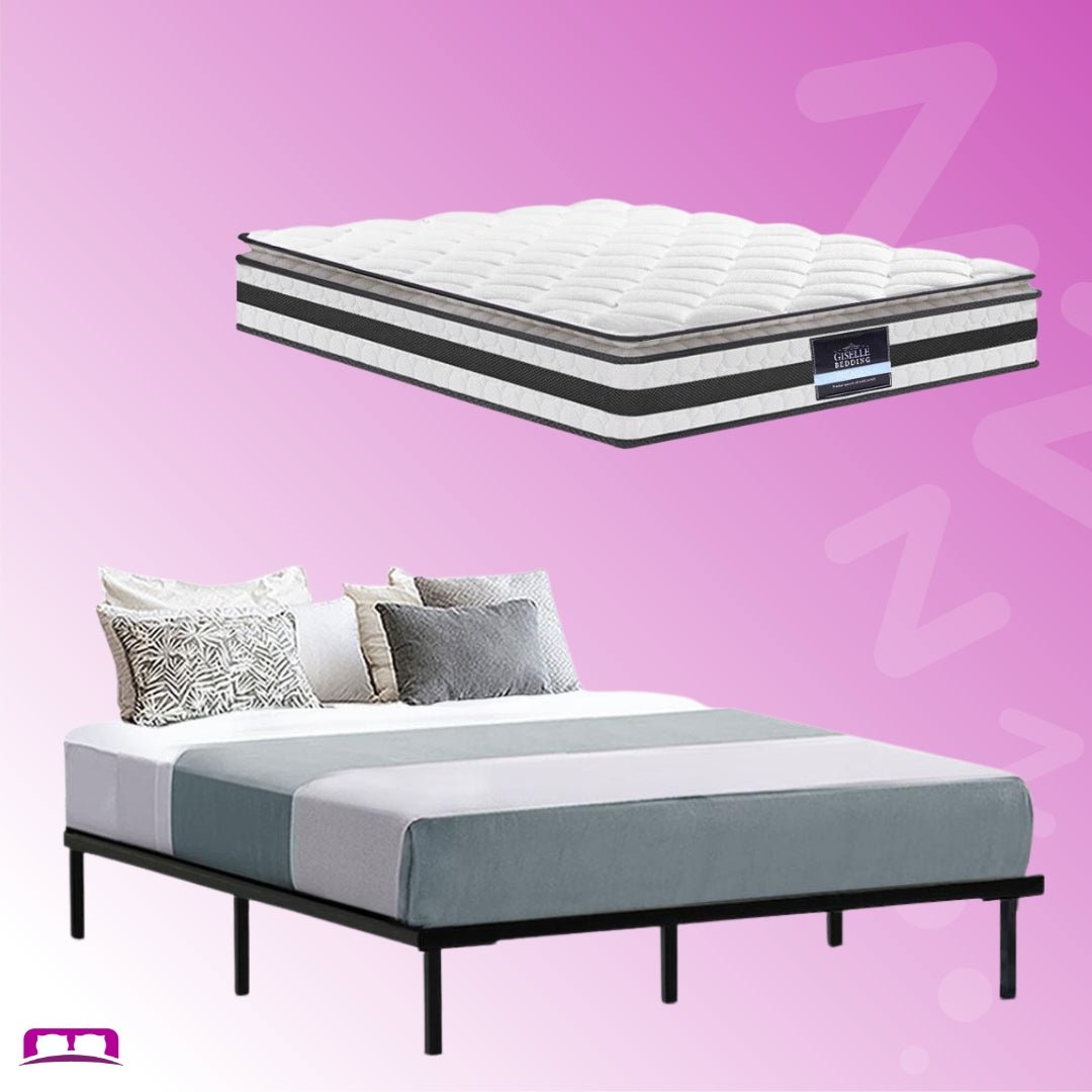 Double Package | Ted Bed Black & Normay Series Pillow Top Mattress (Medium Firm) - Bedzy Australia