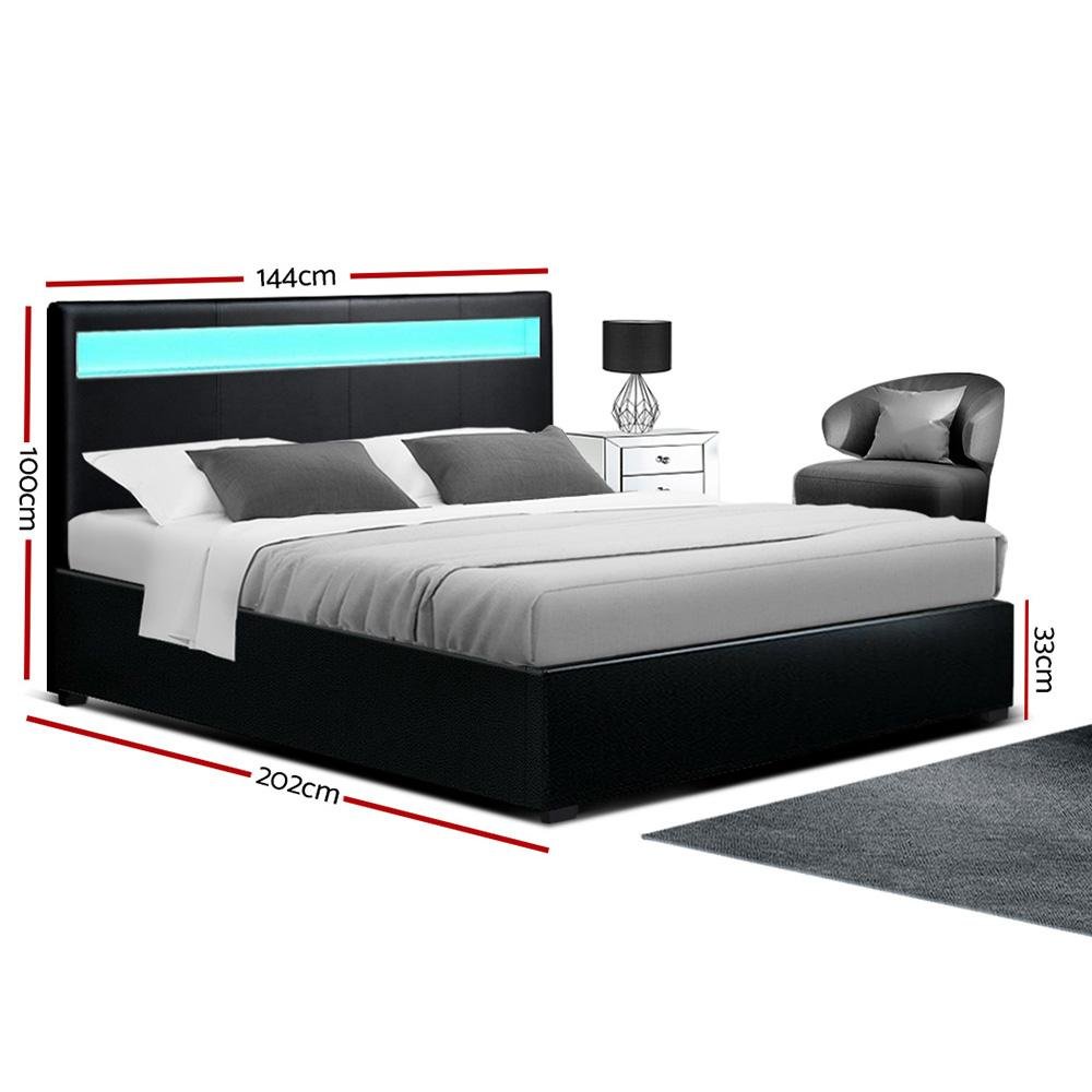 Double Package | Wanda LED Bed Black & Normay Series Pillow Top Mattress (Medium Firm) - Bedzy Australia