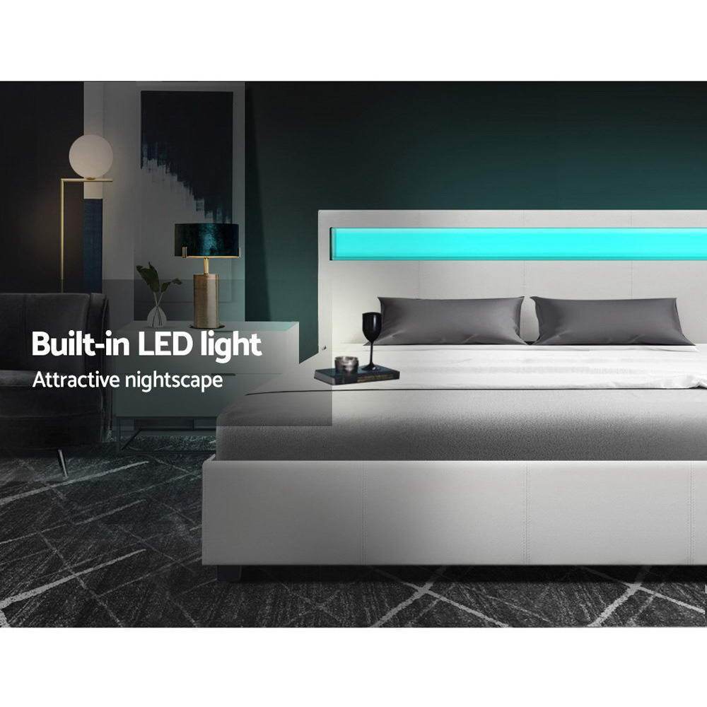 Double Package | Wanda LED Bed White & Normay Series Pillow Top Mattress (Medium Firm) - Bedzy Australia