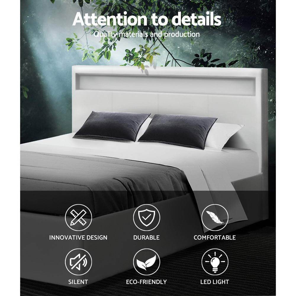 Double Package | Wanda LED Bed White & Normay Series Pillow Top Mattress (Medium Firm) - Bedzy Australia