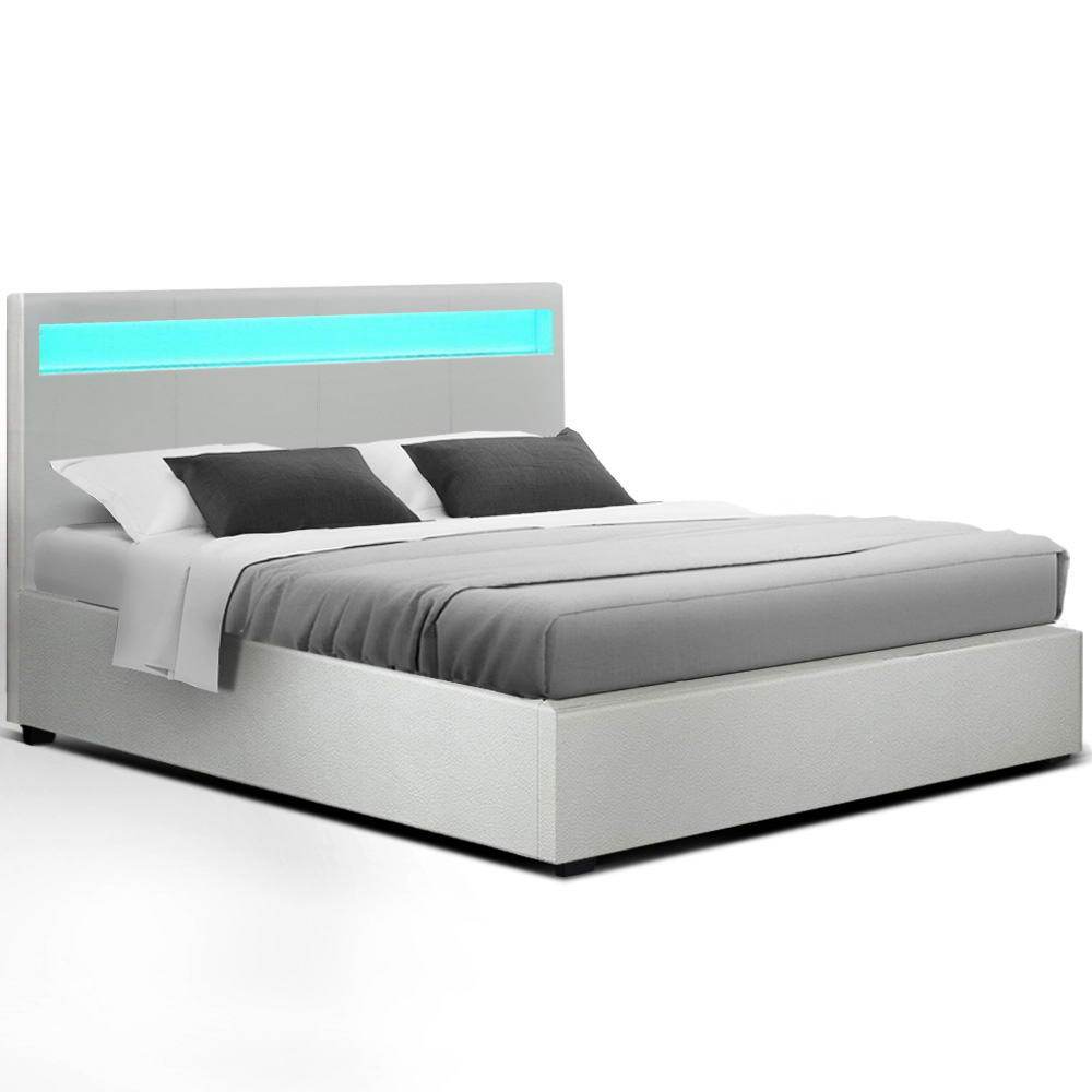 Double Package | Wanda LED Bed White & Normay Series Pillow Top Mattress (Medium Firm) - Bedzy Australia