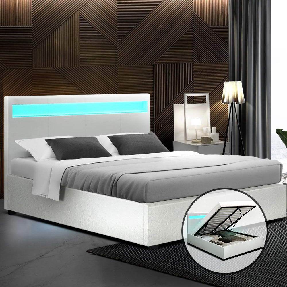 Double Package | Wanda LED Bed White & Normay Series Pillow Top Mattress (Medium Firm) - Bedzy Australia