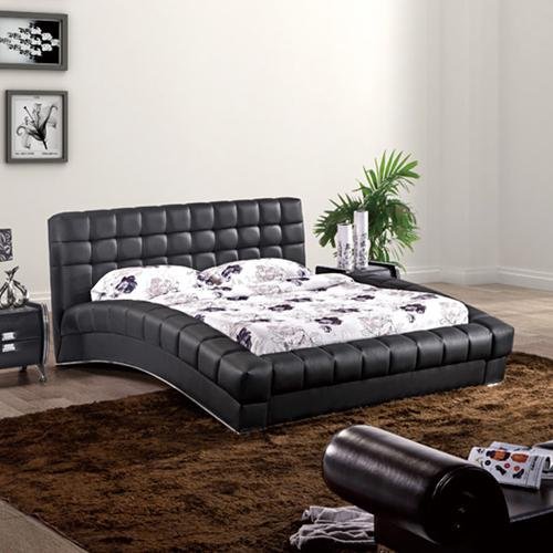 Elegance Leather Bed Frame King Black - Bedzy Australia