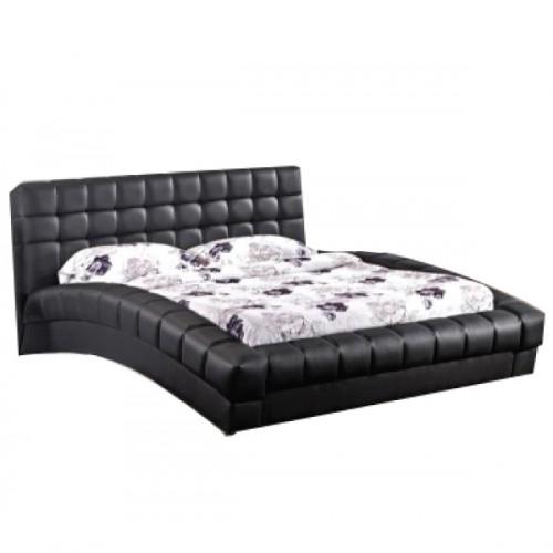 Elegance Leather Bed Frame King Black - Bedzy Australia