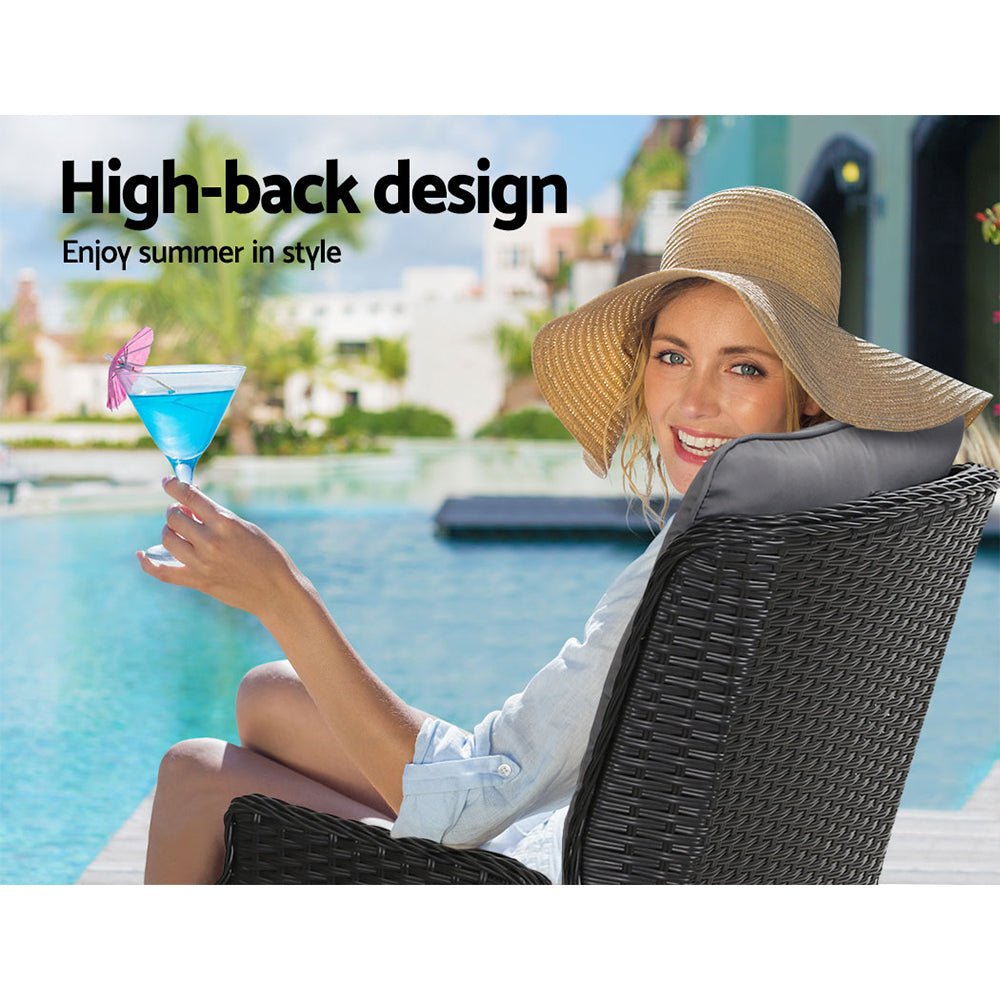 Ella Outdoor Recliner Patio Chair Black - Furniture > Outdoor - Bedzy Australia