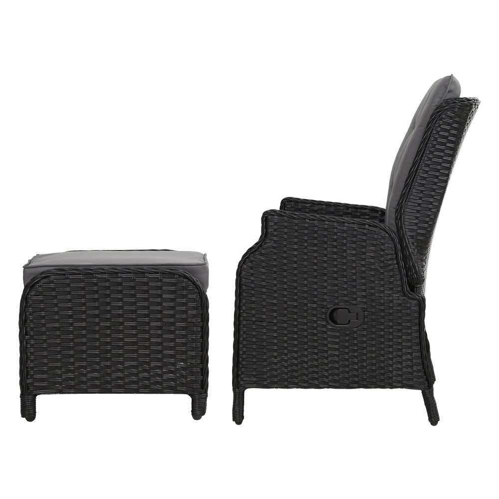 Ella Outdoor Recliner Patio Chair Black - Furniture > Outdoor - Bedzy Australia