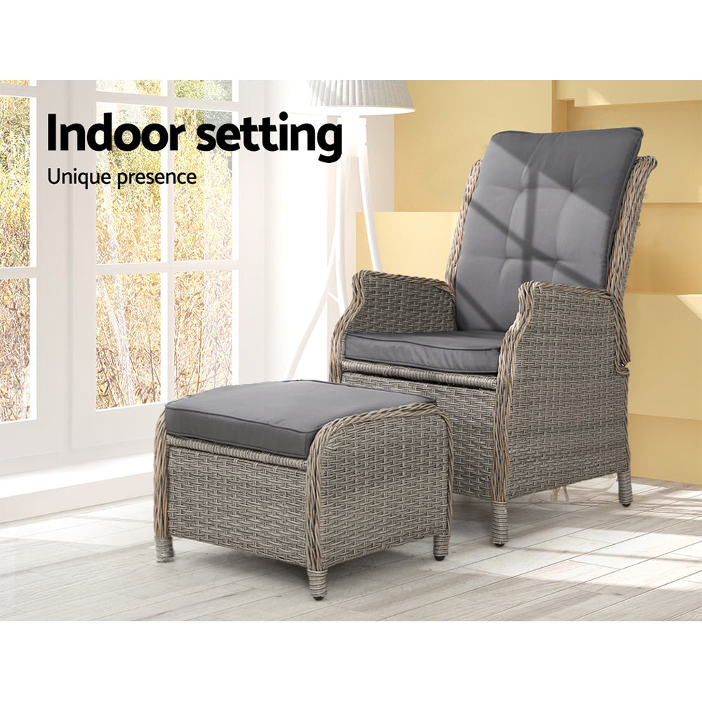 Ella Outdoor Recliner Patio Chair Grey - Furniture > Outdoor - Bedzy Australia