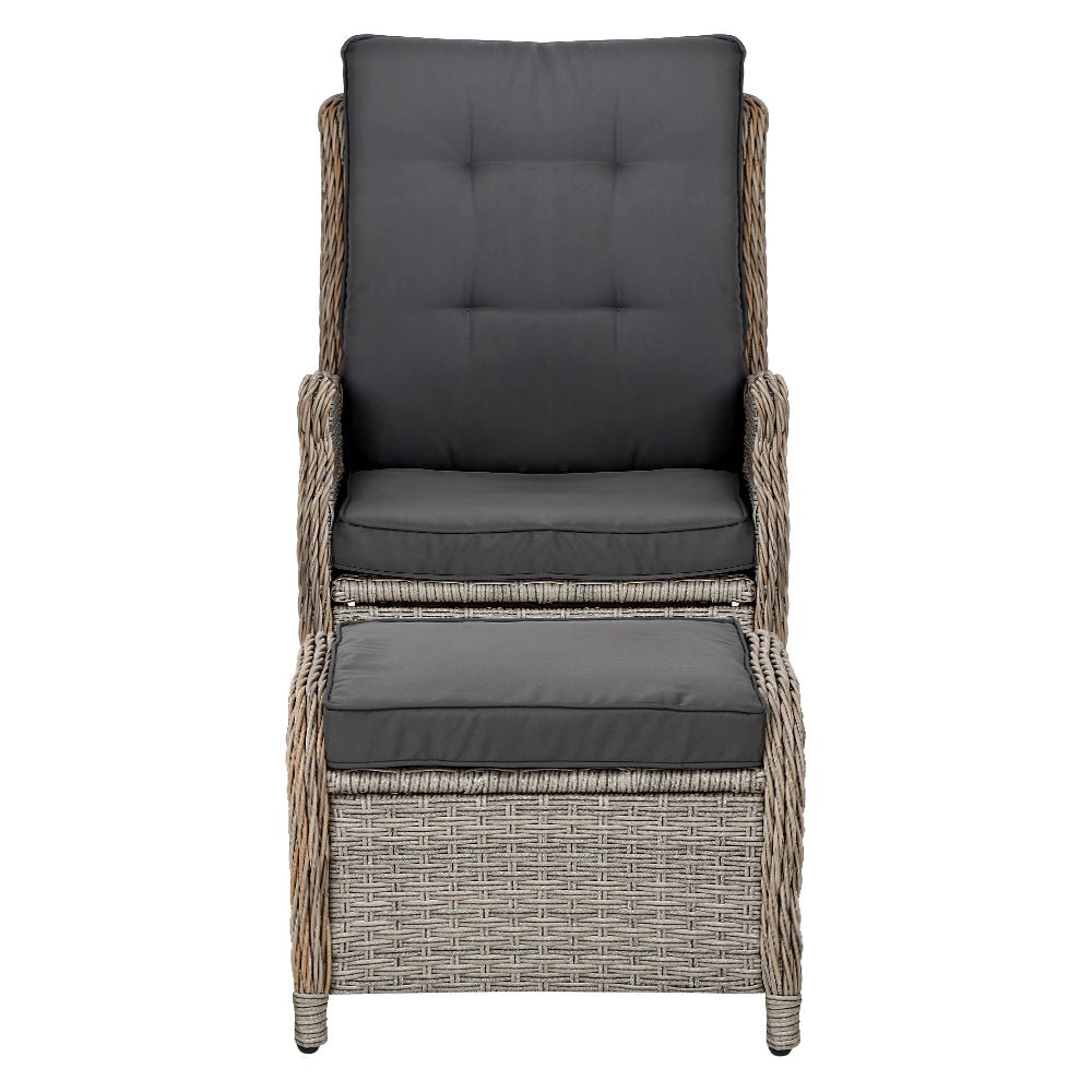 Ella Outdoor Recliner Patio Chair Grey - Furniture > Outdoor - Bedzy Australia