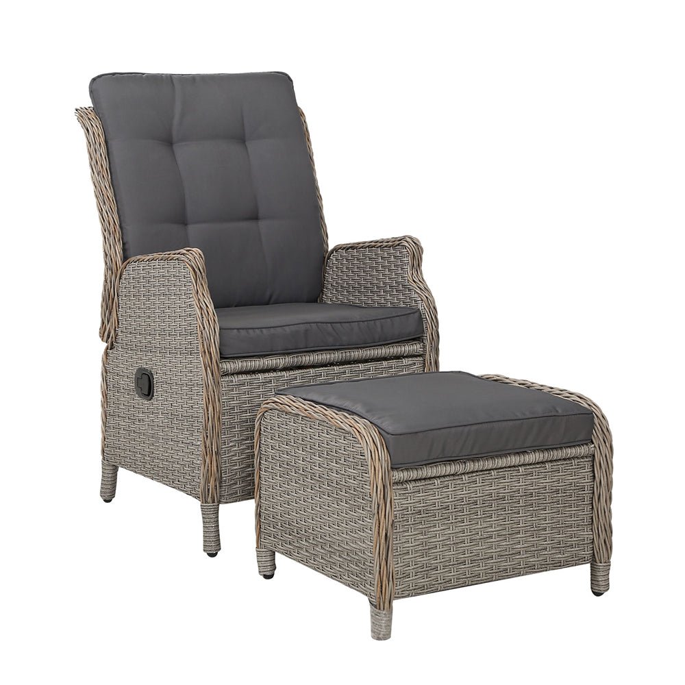 Ella Outdoor Recliner Patio Chair Grey - Furniture > Outdoor - Bedzy Australia