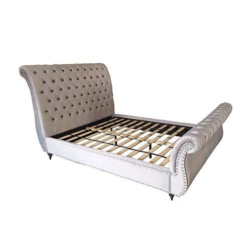 Elsa Deluxe King Bed Frame Navy Grey - Bedzy Australia