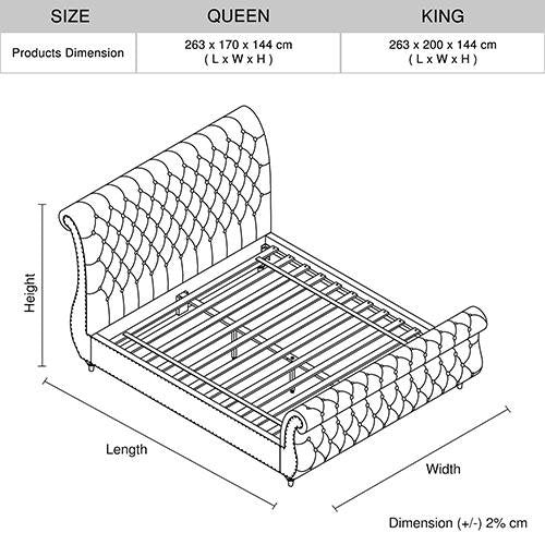 Elsa Deluxe King Bed Frame Navy Grey - Bedzy Australia