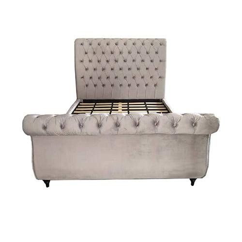 Elsa Deluxe King Bed Frame Navy Grey - Bedzy Australia