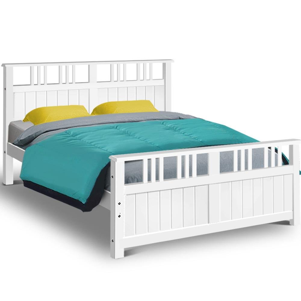 Eva Timber Queen Bed Base White - Bedzy Australia