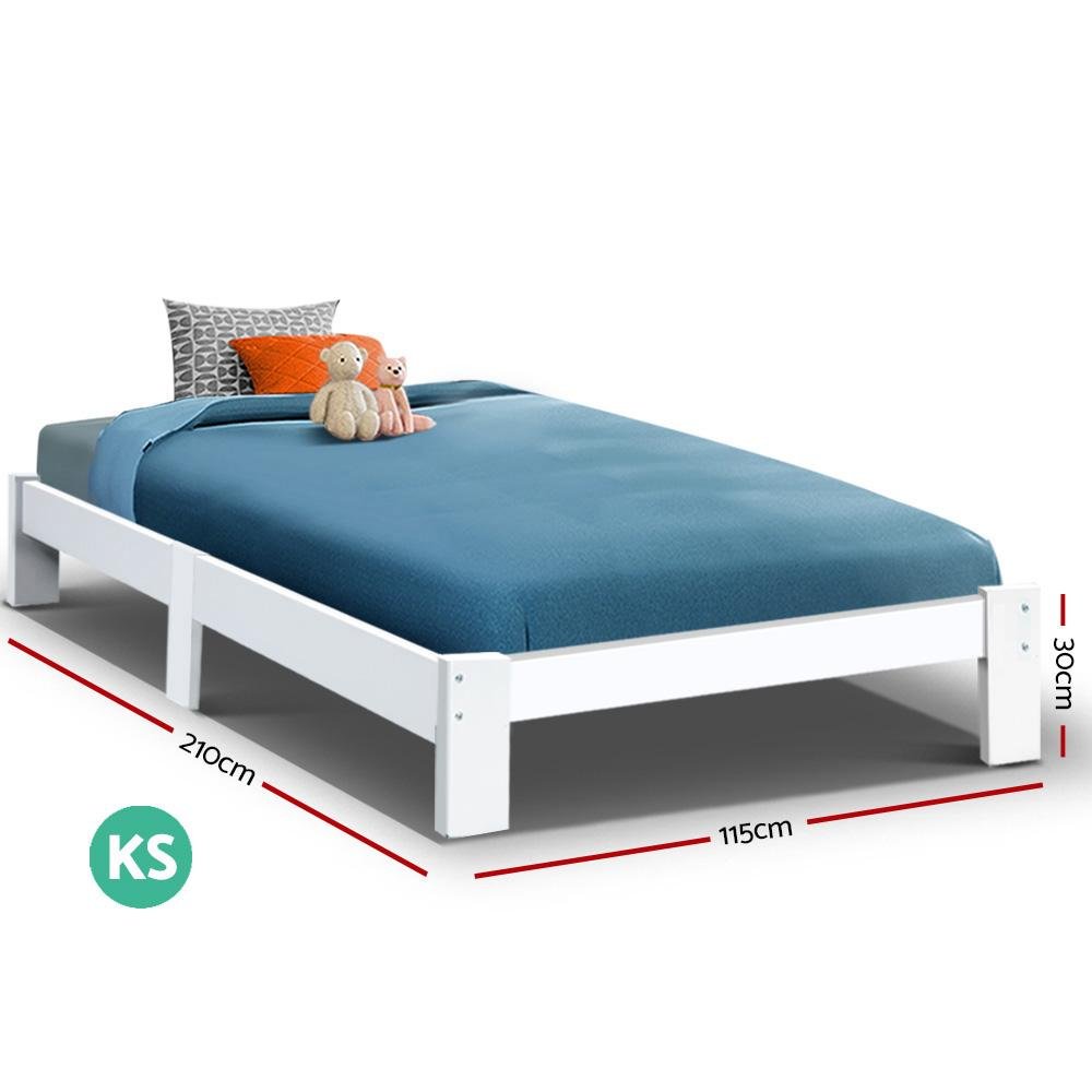 Fairy Wooden King Single Bed Frame White - Bedzy Australia