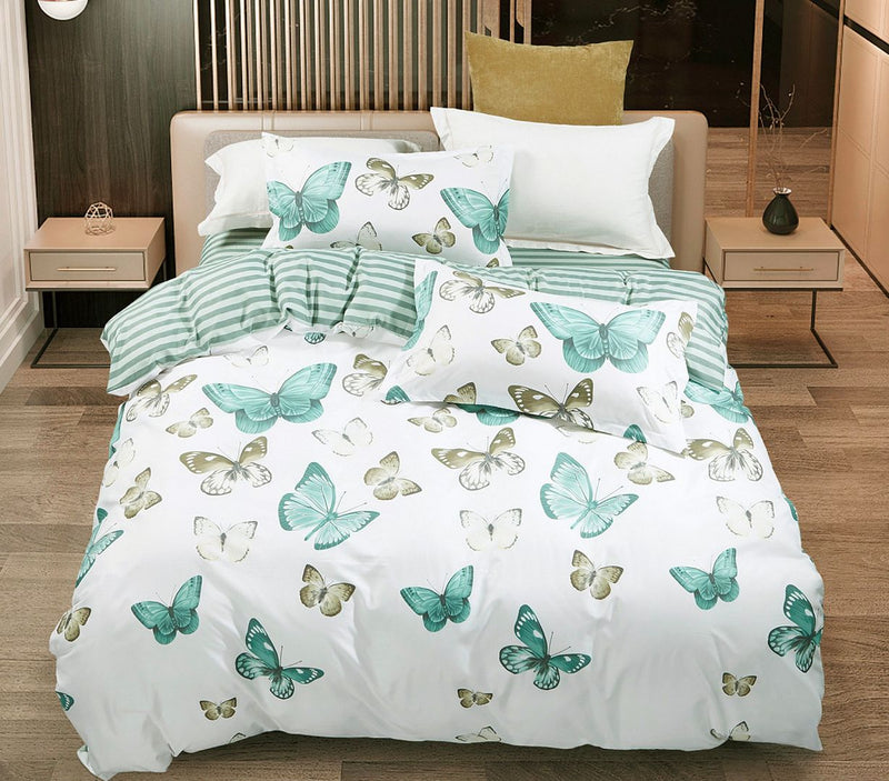 Fleur Butterfly King Size Quilt/Doona/Duvet Cover Set - Home & Garden > Bedding - Bedzy Australia