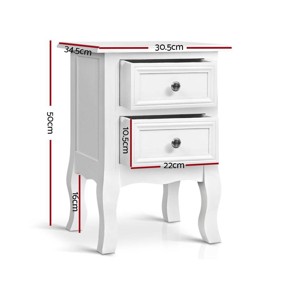 French Provincial Bedside Table White - Bedzy Australia