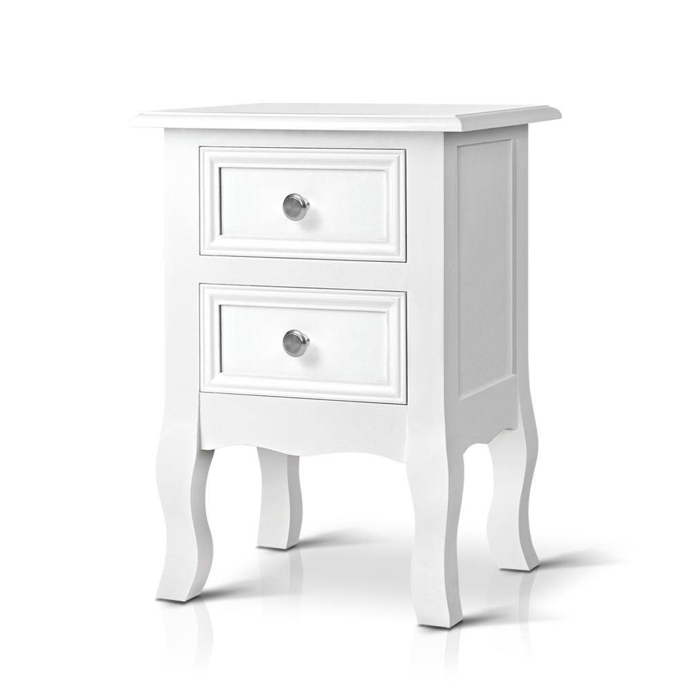 French Provincial Bedside Table White - Bedzy Australia