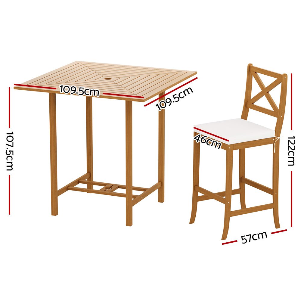 5 Piece Acacia Wood Outdoor Bar Set - Furniture > Outdoor - Bedzy Australia