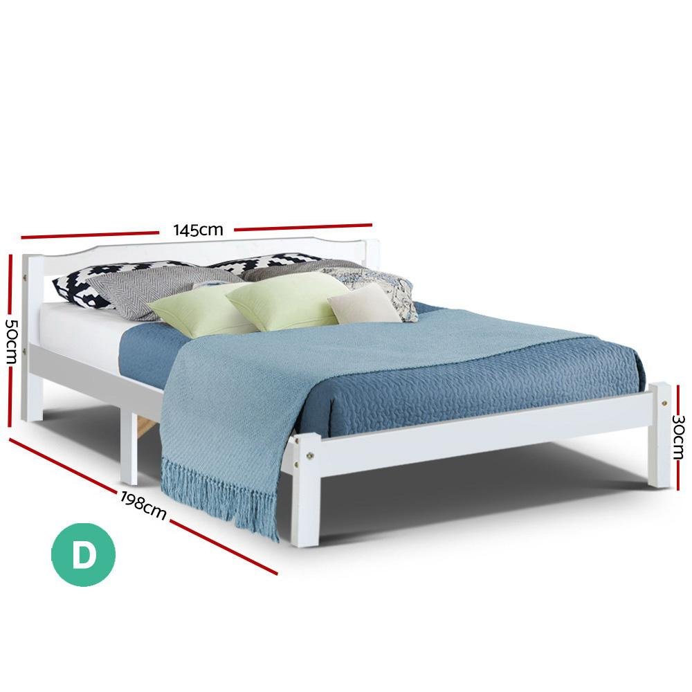 Gibson Wooden Double Bed Frame White - Bedzy Australia