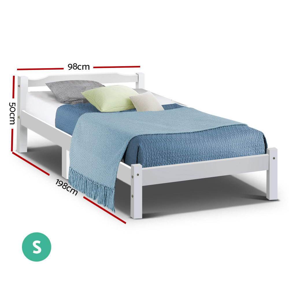 Gibson Wooden Single Bed Frame White - Bedzy Australia