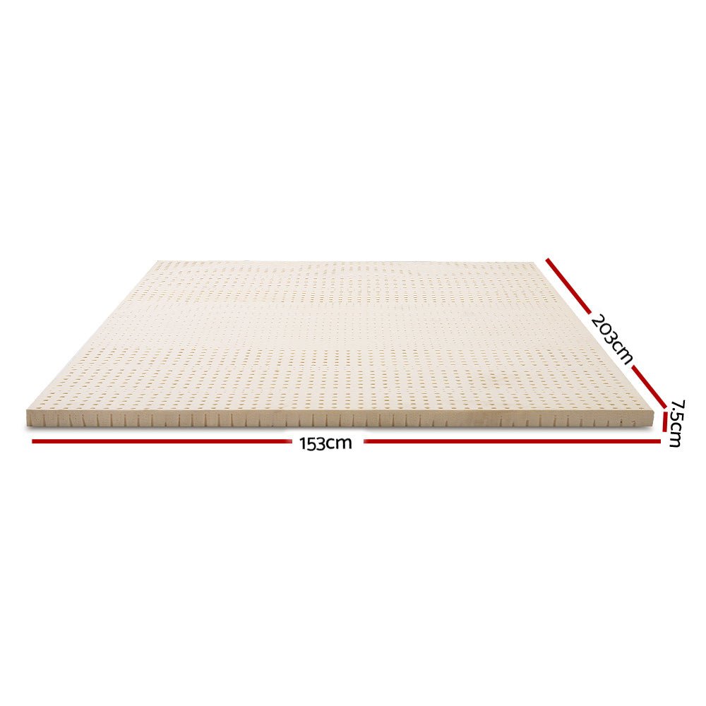 7 Zone Latex Mattress Topper Underlay 7.5cm Queen Mat Pad Cover - Home & Garden > Bedding - Bedzy Australia