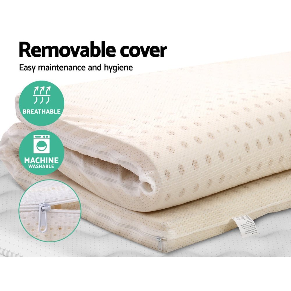 7 Zone Latex Mattress Topper Underlay 7.5cm Queen Mat Pad Cover - Home & Garden > Bedding - Bedzy Australia