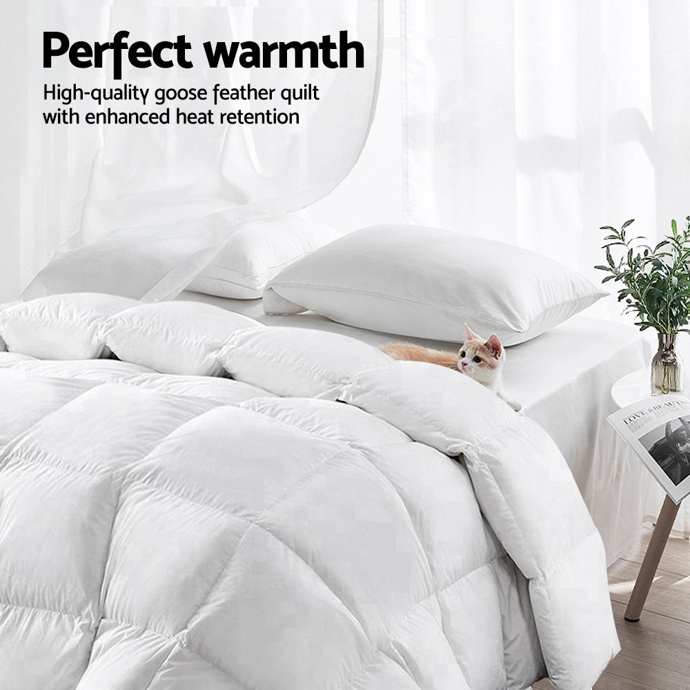 Goose Down Feather Quilt Cover Duvet 800GSM Winter Doona White King - Bedzy Australia