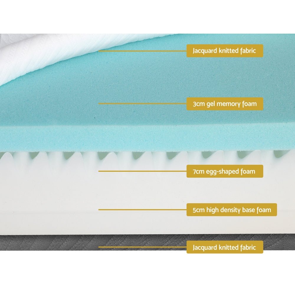 Zero Spring Cool Gel Memory Foam Mattress 15CM Thick - King - Furniture > Mattresses - Bedzy Australia