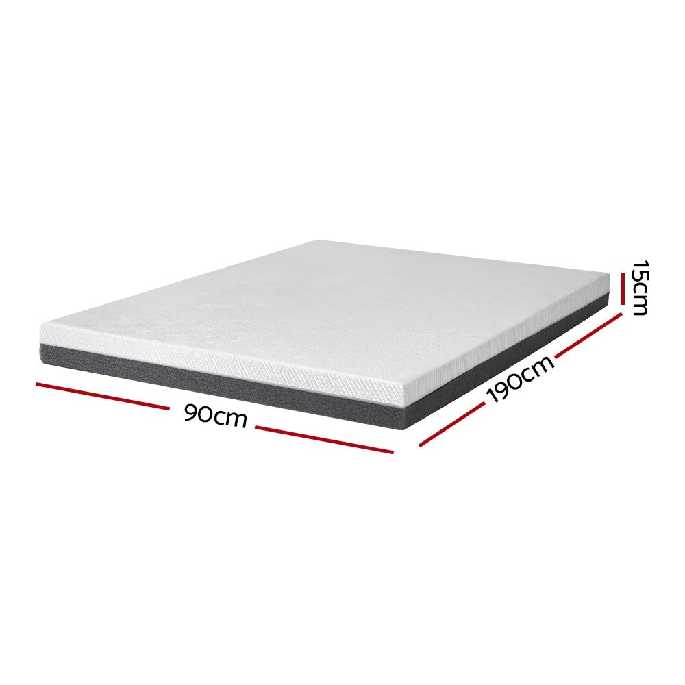 Zero Spring Cool Gel Memory Foam Mattress 15CM Thick - Single - Furniture > Mattresses - Bedzy Australia