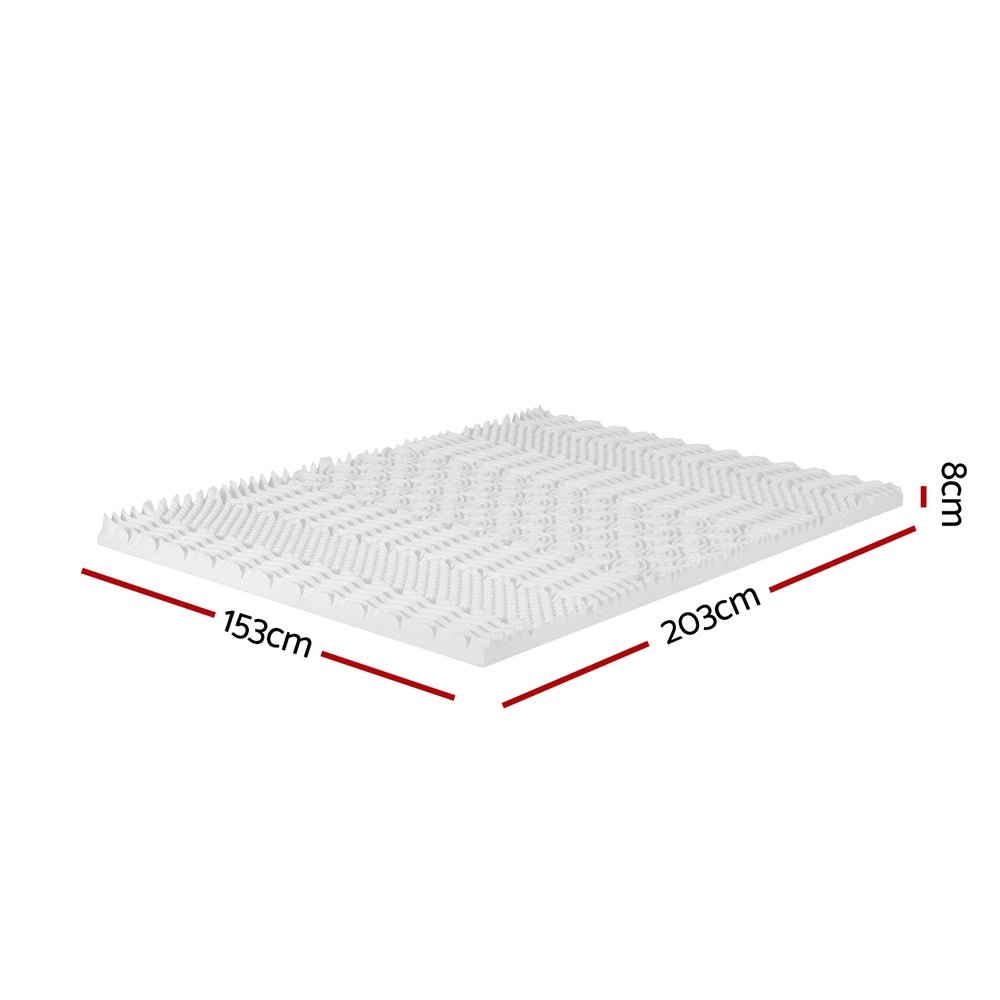 Memory Foam Mattress Topper 7-Zone Airflow Pad 8cm Queen White - Furniture > Mattresses - Bedzy Australia