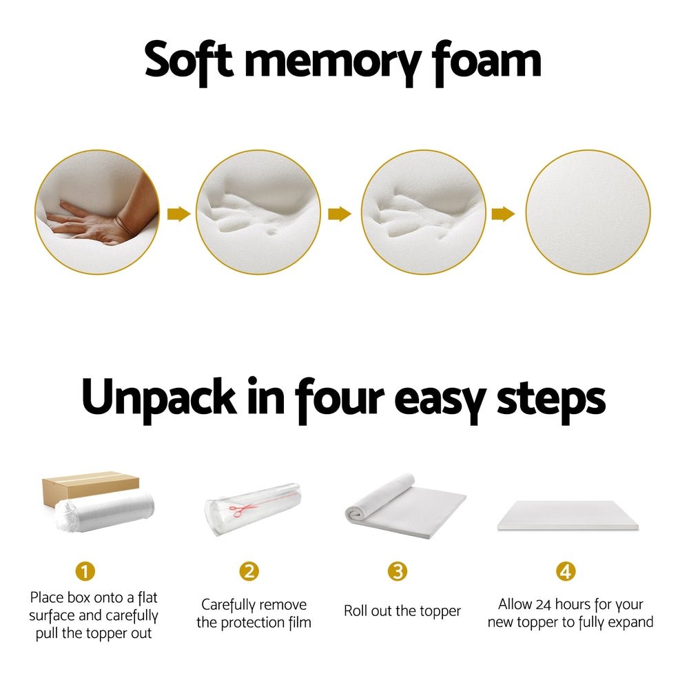 Memory Foam Mattress Topper 7-Zone Airflow Pad 8cm Queen White - Furniture > Mattresses - Bedzy Australia