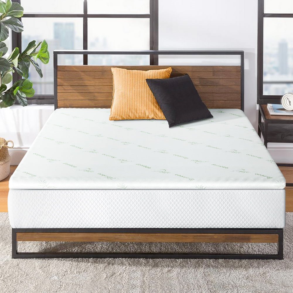 10cm Thick Deluxe Memory Foam Mattress Topper Cool Gel - Double - Furniture > Mattresses - Bedzy Australia