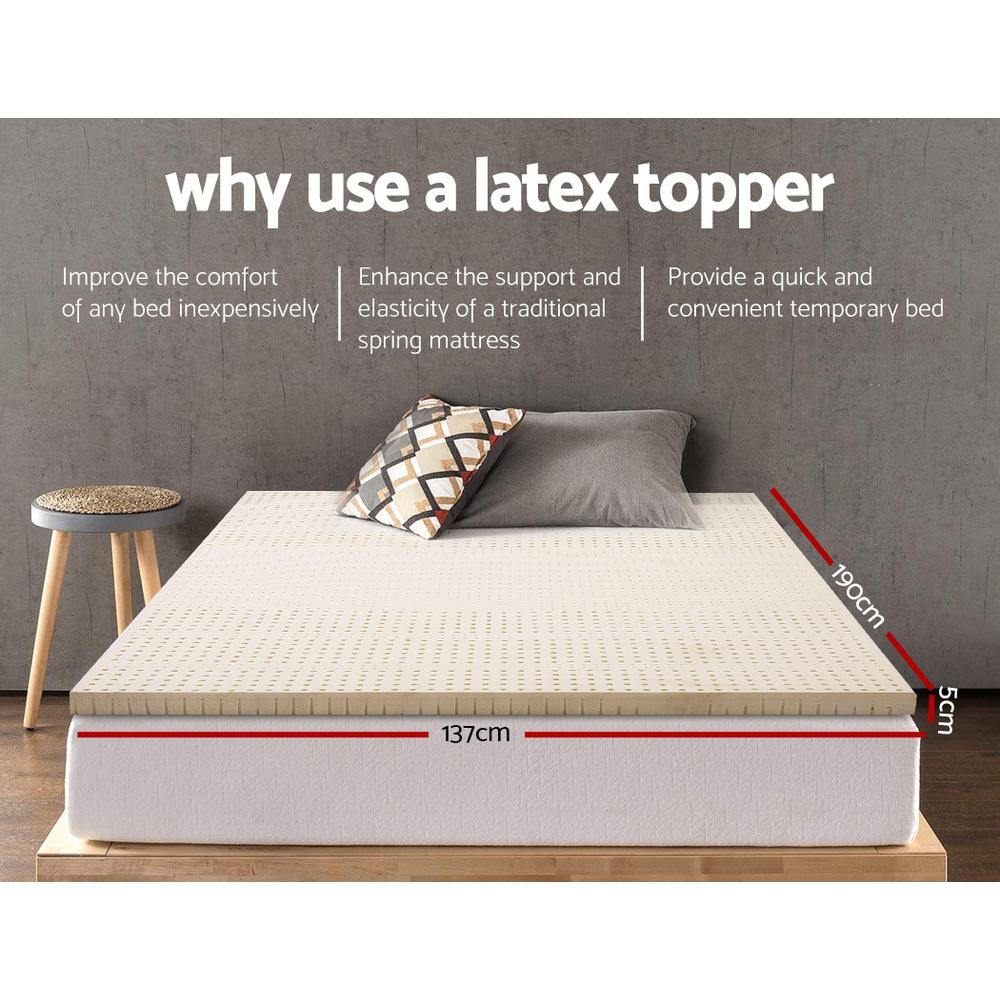 Pure Natural Latex Mattress Topper 7 Zone 5cm Double - Bedzy Australia