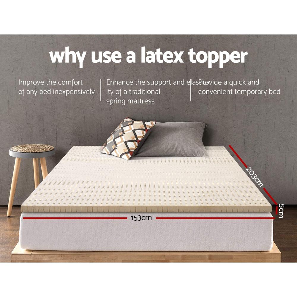 Pure Natural Latex Mattress Topper 7 Zone 5cm Queen - Bedzy Australia