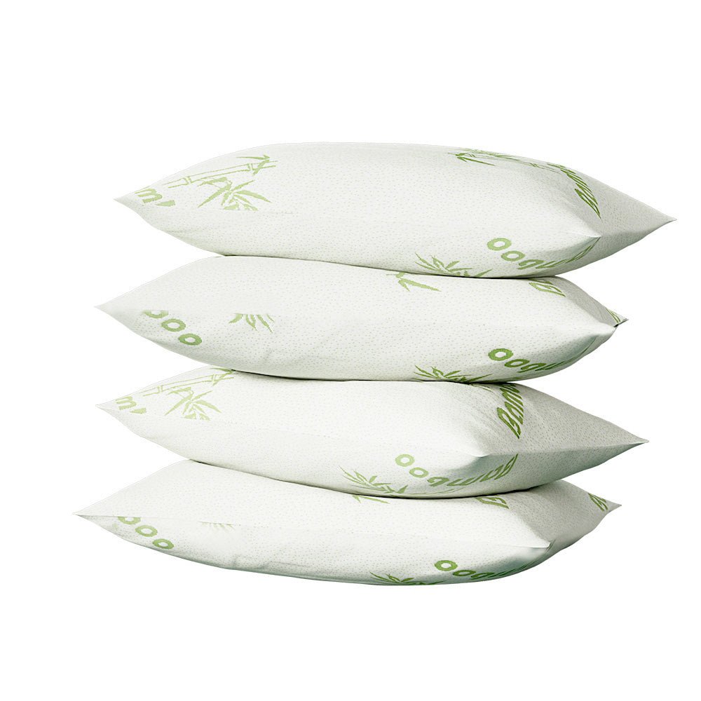 Giselle Hotel Pillow Bed Pillows 4 Pack Family Soft Medium Firm Bamboo Cover - Home & Garden > Bedding - Bedzy Australia