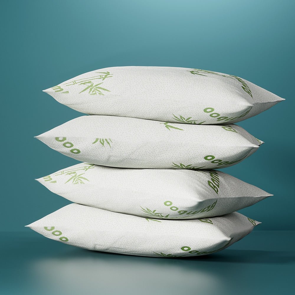 Giselle Hotel Pillow Bed Pillows 4 Pack Family Soft Medium Firm Bamboo Cover - Home & Garden > Bedding - Bedzy Australia