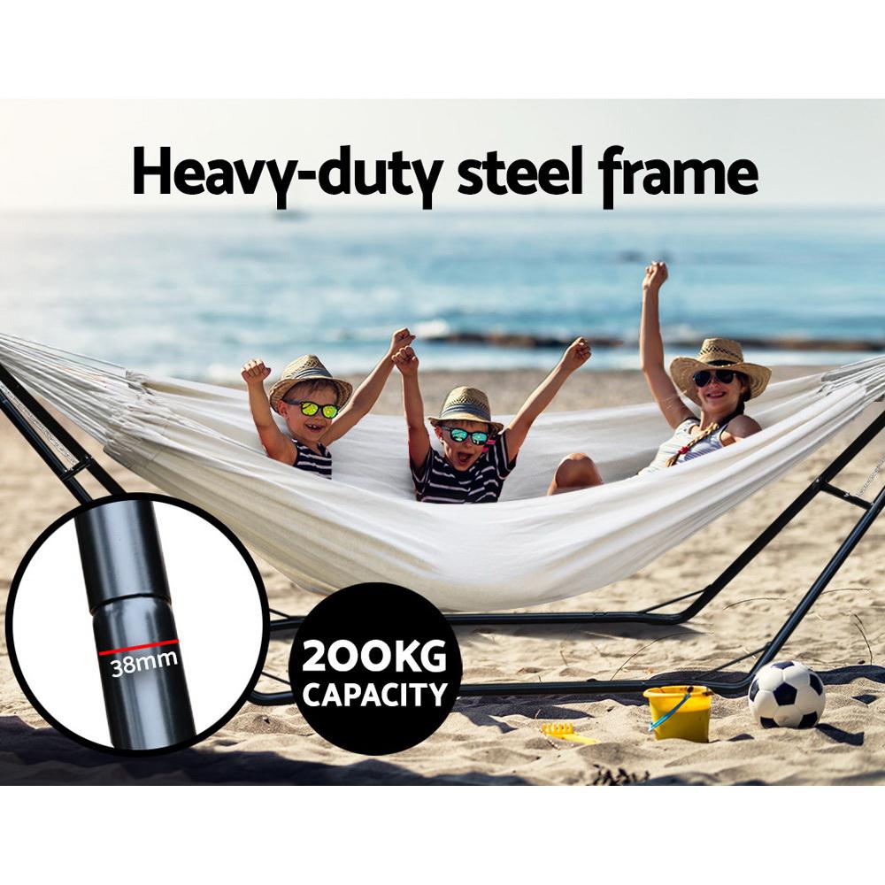 Hammock Bed with Steel Frame Stand - Cream - Bedzy Australia