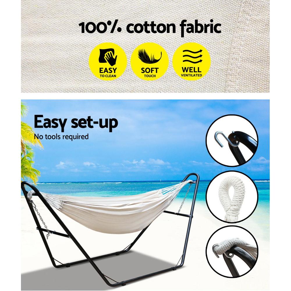 Hammock Bed with Steel Frame Stand - Cream - Bedzy Australia