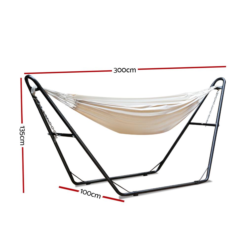 Hammock Bed with Steel Frame Stand - Cream - Bedzy Australia