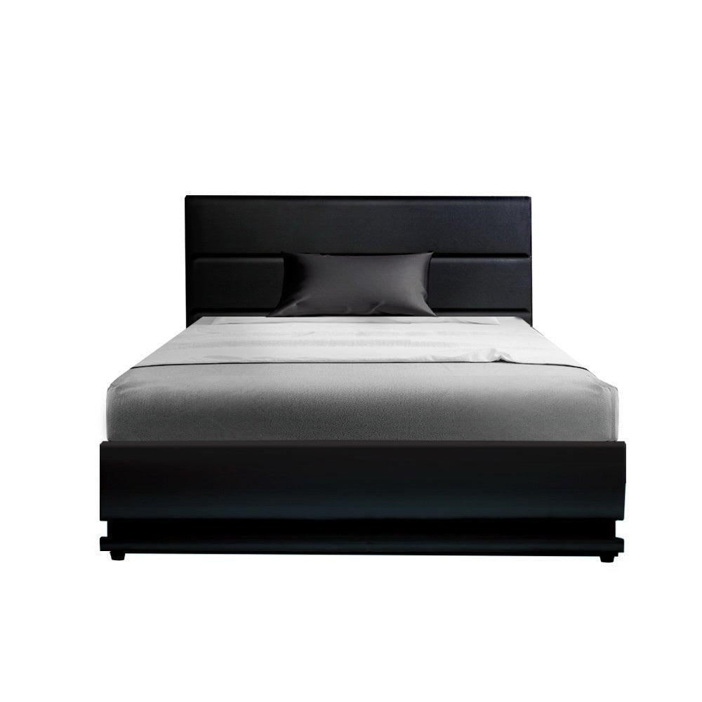 Henley LED Storage King Single Bed Frame Black - Furniture > Bedroom - Bedzy Australia