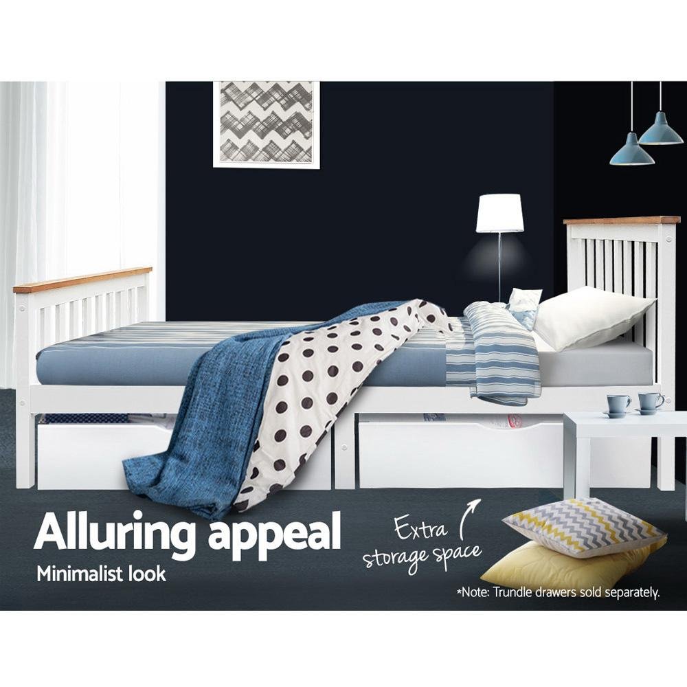 Kewarra Wooden Double Bed Frame White - Bedzy Australia