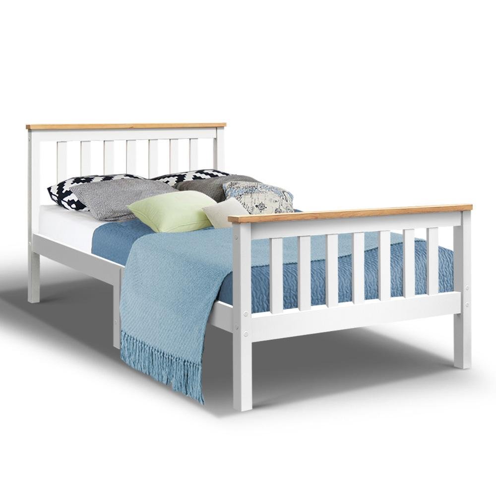 Kewarra Wooden King Single Bed Frame White - Bedzy Australia