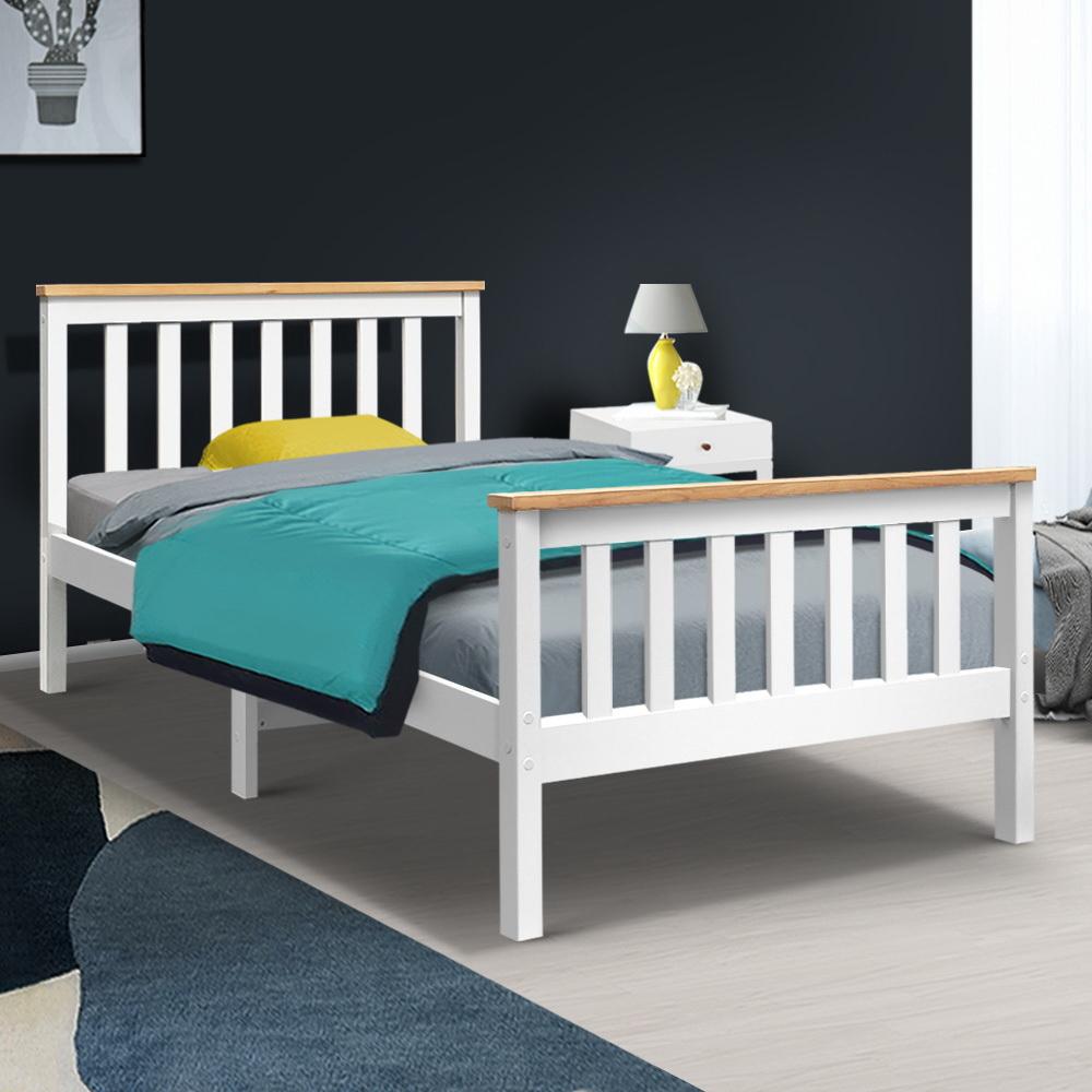 Kewarra Wooden King Single Bed Frame White - Bedzy Australia