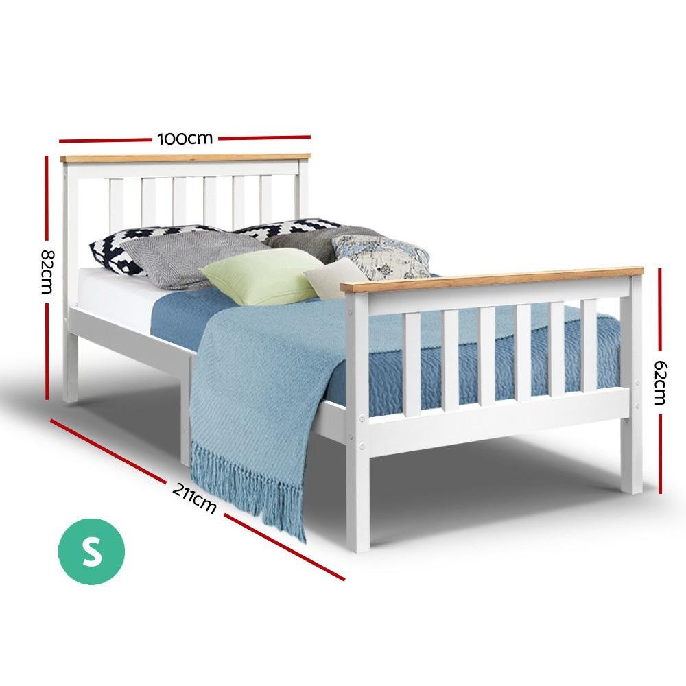 Kewarra Wooden Single Bed Frame White - Bedzy Australia