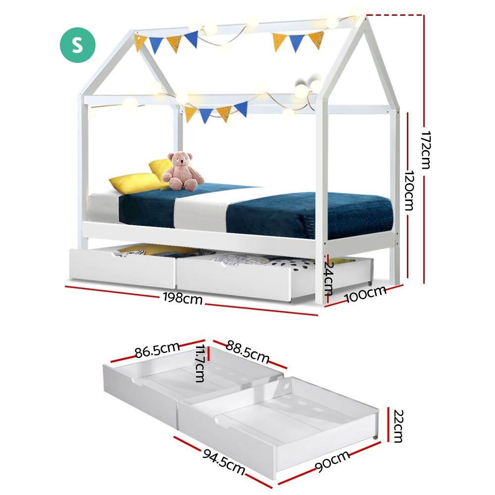 Kids Bali Wooden Single Bed Frame White - Bedzy Australia