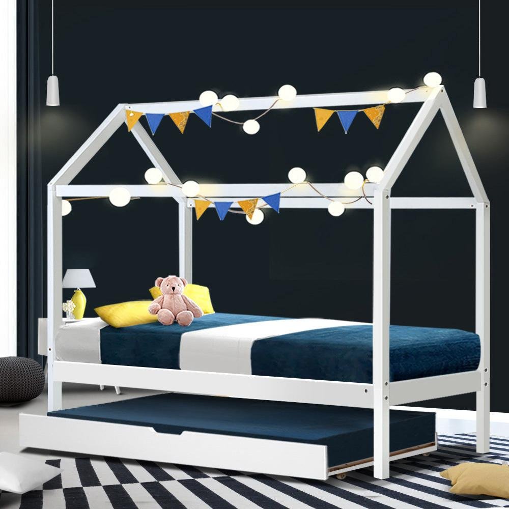 Kids Holy Wooden Single Bed Frame White - Bedzy Australia