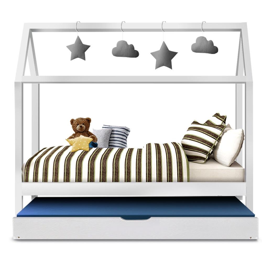 Kids Holy Wooden Single Bed Frame White - Bedzy Australia