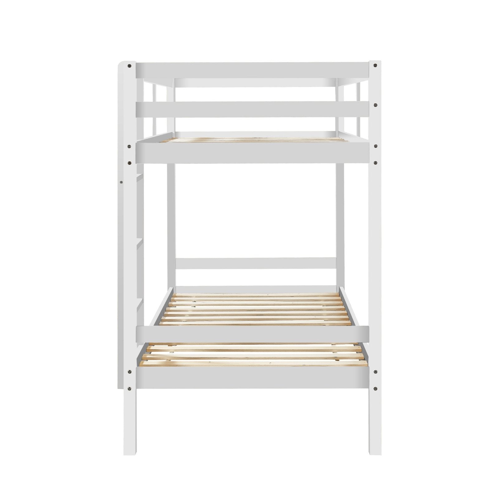 Kids Solid Pinewood Single Bunk Bed White - Bedzy Australia